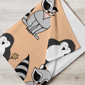 Sweet Baby White Baby Raccoon/Penguin Blanket